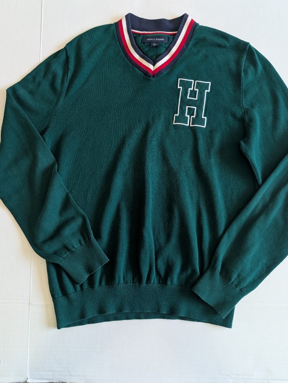 Tommy Hilfiger Pullover Sweater V Neck Green Men’s Size M